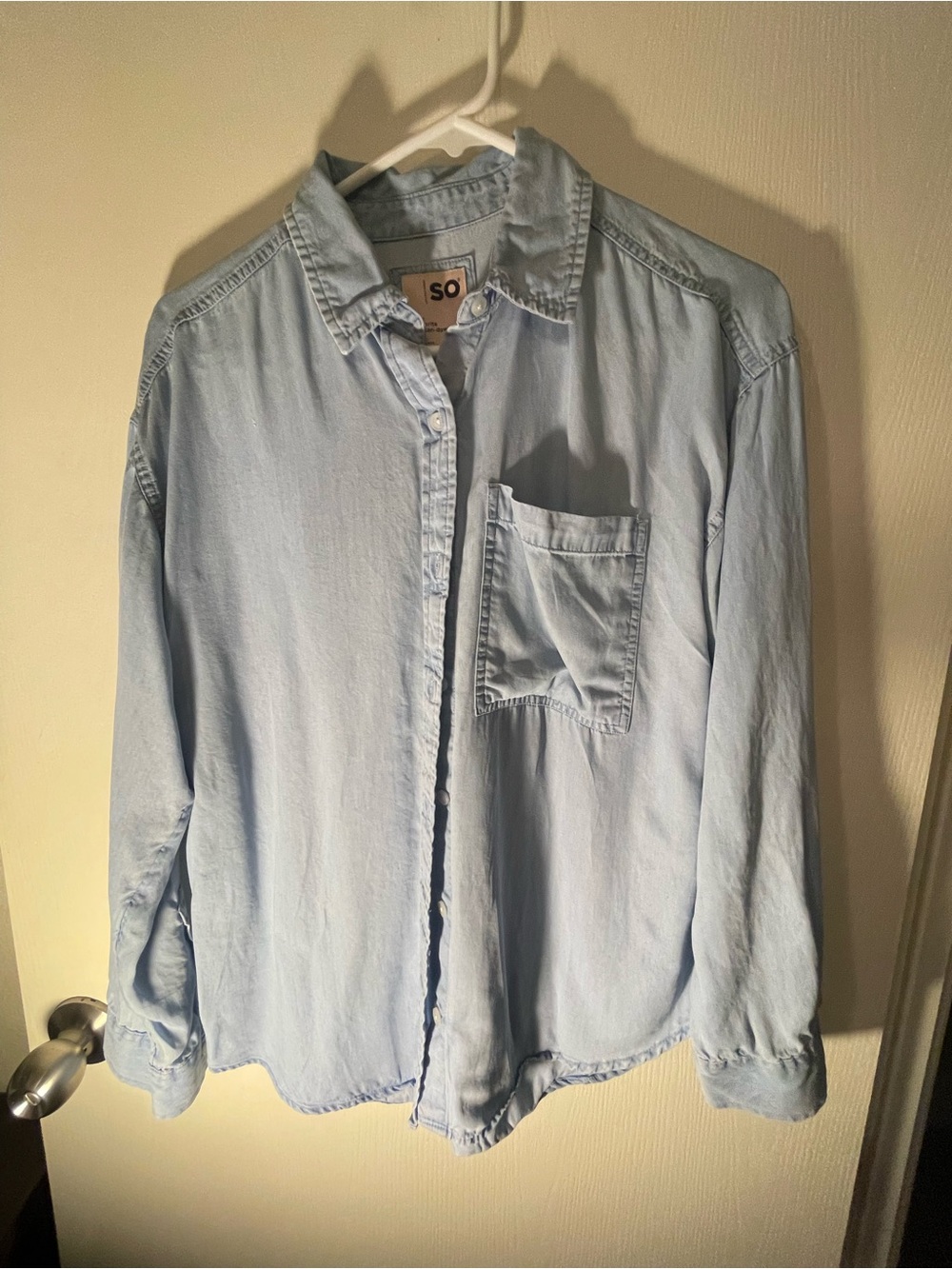 SO Light Blue Men's Button-Down Chambray Shirt